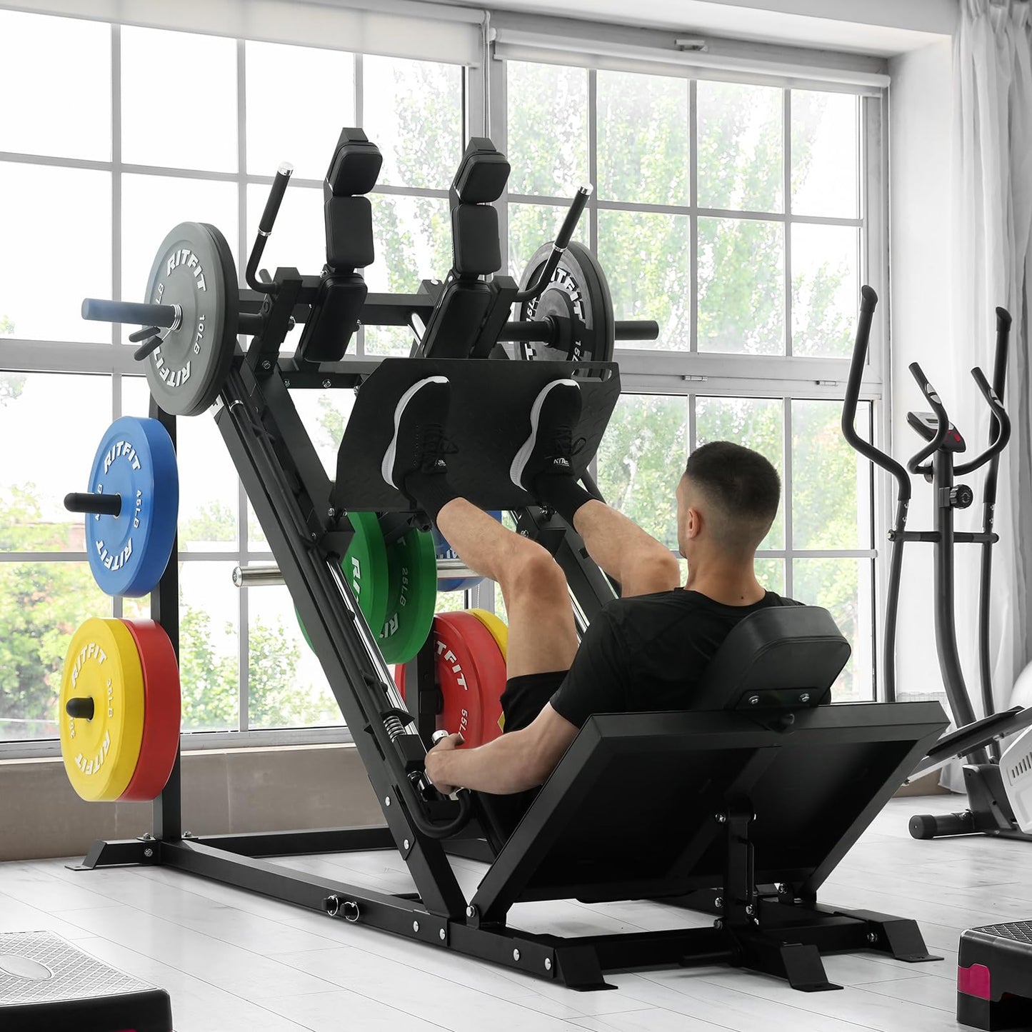 RitFit Gazelle Pro 3 in 1 Leg Press and Hack Squat Machine - High-Tensile Steel Leg Press Machine, 2000lbs Capacity, Adjustable Angles with Weight Storage (Black)
