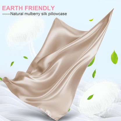 Skiennix Mulberry Silk Pillowcase - King Size, Hidden Zipper, Smooth & Breathable for Hair & Skin | Champagne