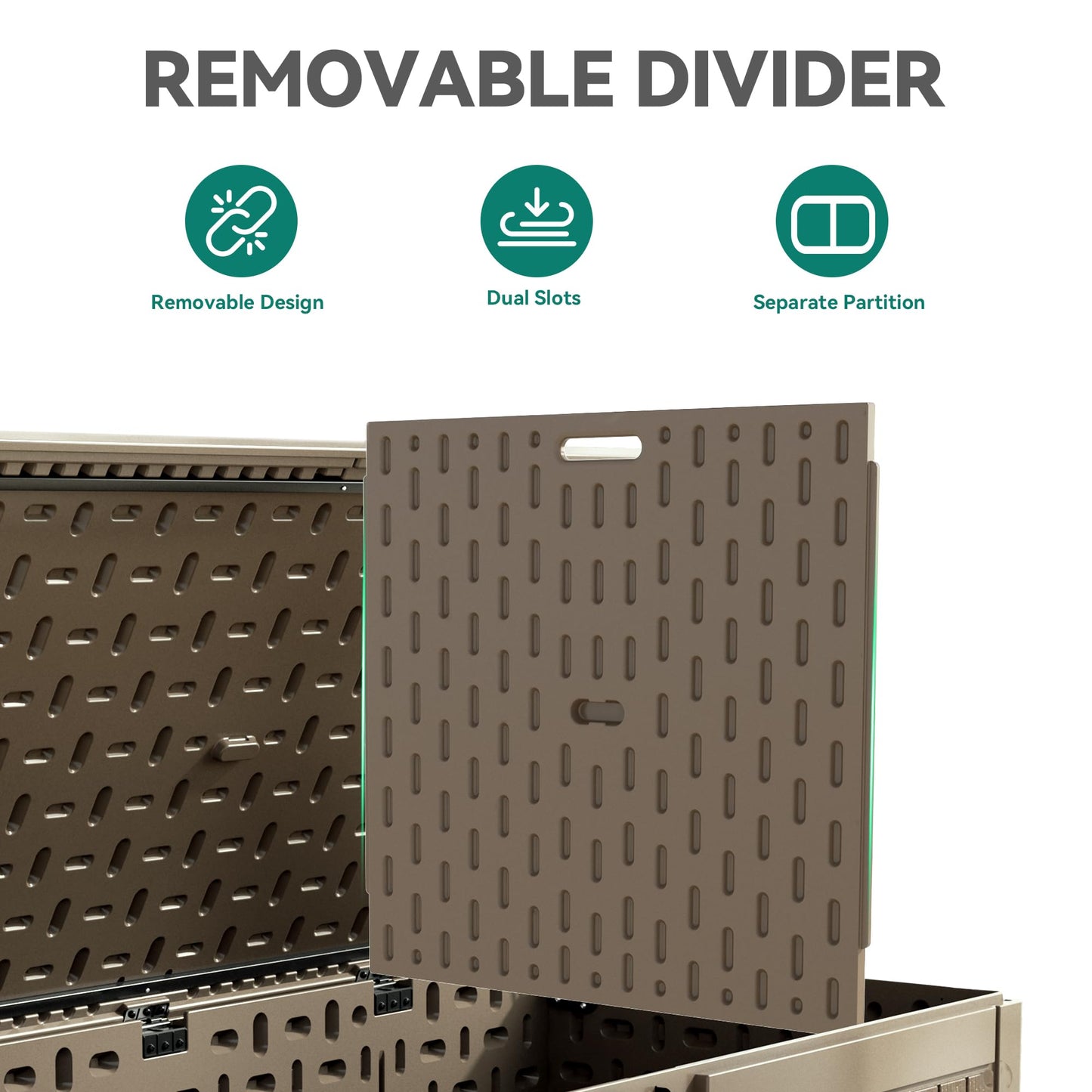 YITAHOME 320 Gallon Double-Wall Deck Box with Divider & Side Handles, Outdoor Large Storage for Patio Furniture Cushions, Garden Pool Accessories, Water Resistant & Lockable