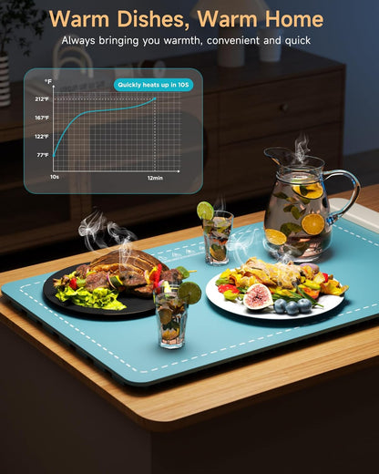 Warmer,6 Settings,Fast Warming Mat for Food, Home Essentials Food Temperature and Timer Heating, and Even Heat