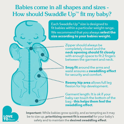 Love to Dream Swaddle UP, Baby Sleep Sack, Self-Soothing Swaddles for Newborns, Improves Sleep, Snug Fit Helps Calm Startle Reflex, New Born Essentials for Baby, Small 8-13lbs, Gray