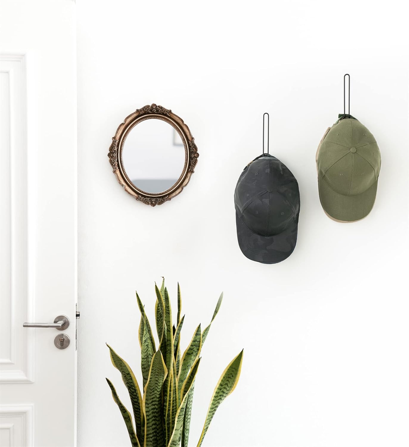 Mkono Set of 2 Black Hat Organizer for Baseball Caps, Wall Mount Hat Holder, 5 Inch Space Saving, Holds 20 Caps