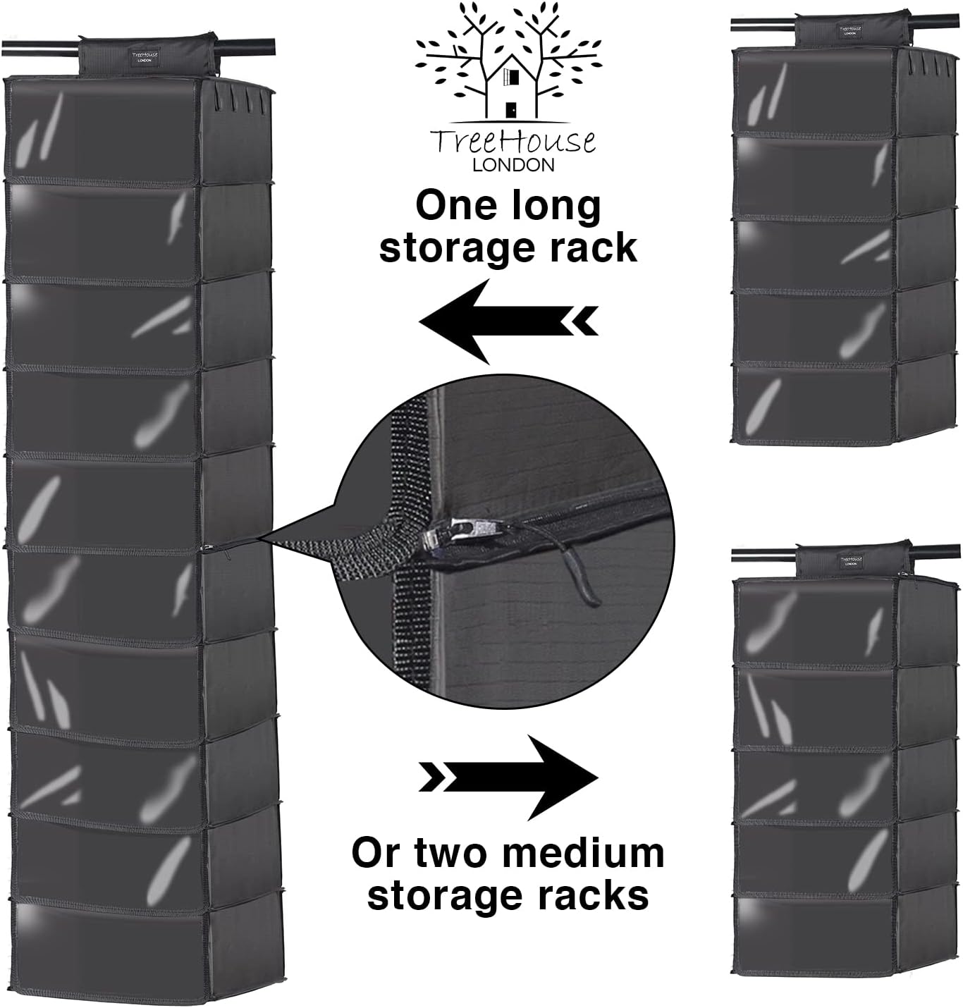 TreeHouse London XL Fedora Hat Rack with Dust Cover, Closet Hanging Cap Organizer for Cowboy Hats (Pack of 2)