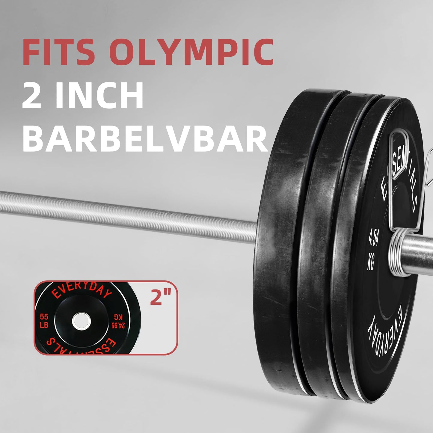 Fitvids 2-Inch Olympic Bumper Weight Plates Including 280 LB Weight Plates & 7FT Olympic Barbell Bar, Black