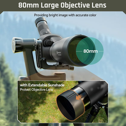 SPORTTICH Beyond 20-60x80 ED Spotting Scope, HD Optical System, Dual Focusing, Fog&Waterproof, Detachable Eyepieces, Smartphone Adapter, for Hunting, Target Shooting, Bird Watching