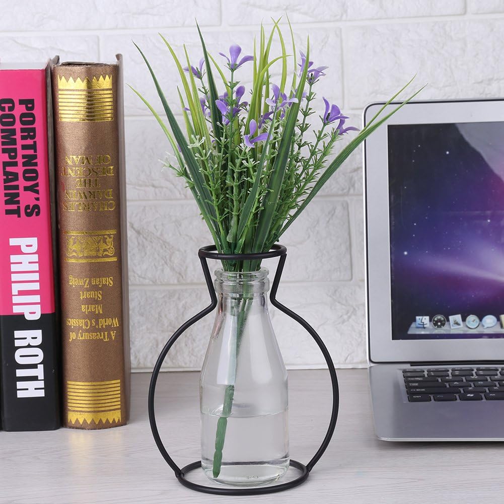 Black Iron Metal Vase Frame, Tabletop Display Holder for Plants, Flower Stand, Indoor Cafe Home Decoration