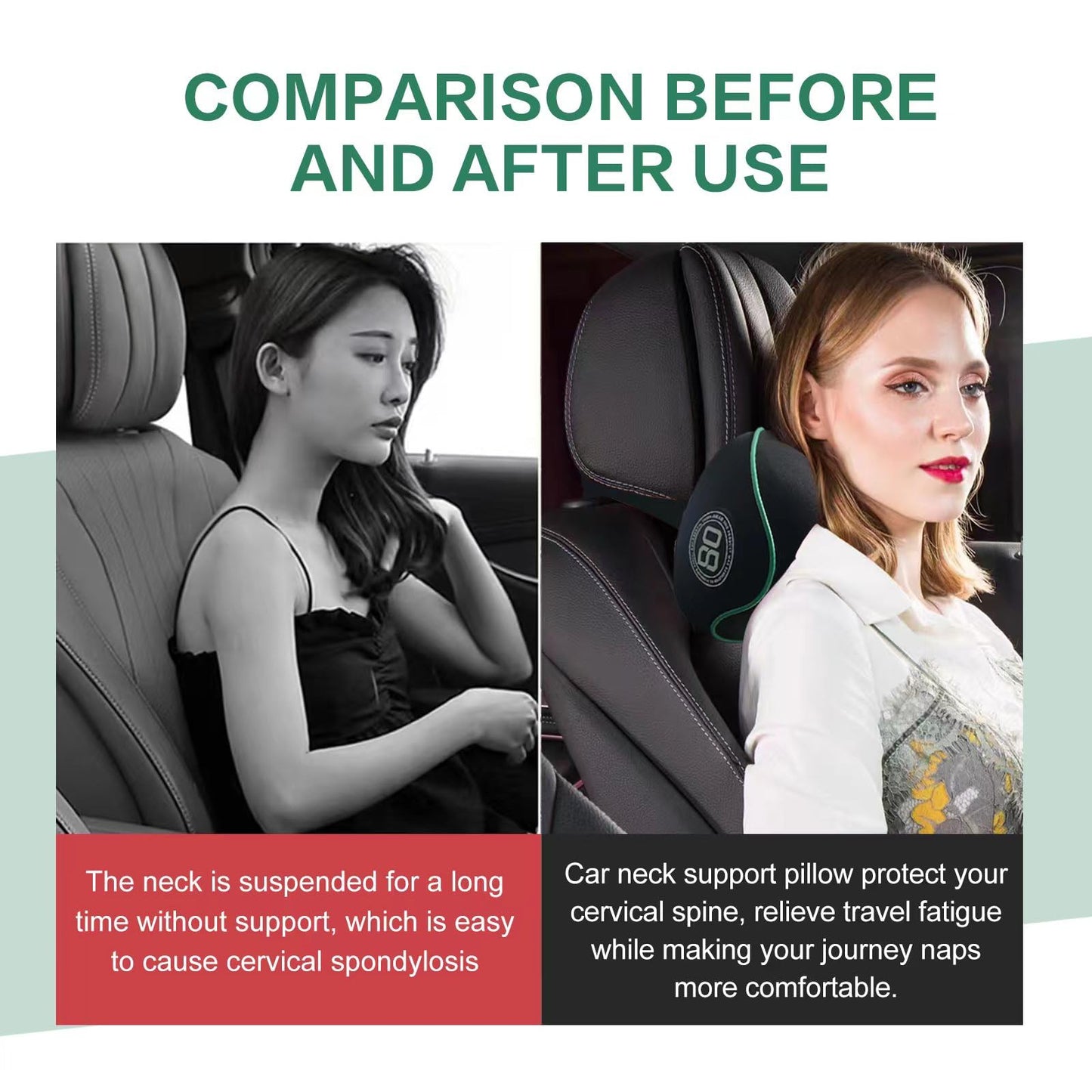 SPRFUFLY Make Relaxing Car Headrest Pillow, Car Pillow for Driving with Adjustable Strap, Breathable Removable Cover & Ergonomic Design - Softness Travel Car Neck Support Pillow(Black, 1PC)