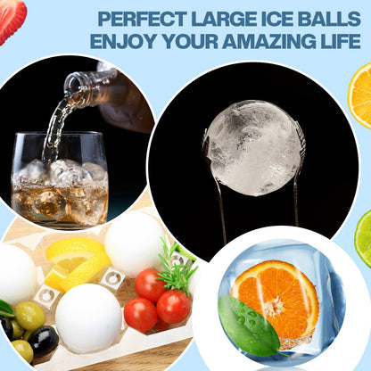 SiliFine 12 Pcs Silicone Sphere Ice Ball Mold Maker, Stackable Easy Release Circle Round Ice Cube Mold with Lids for Whiskey, Cocktails, Bourbon, and Drinks(Blue, Pink, White)