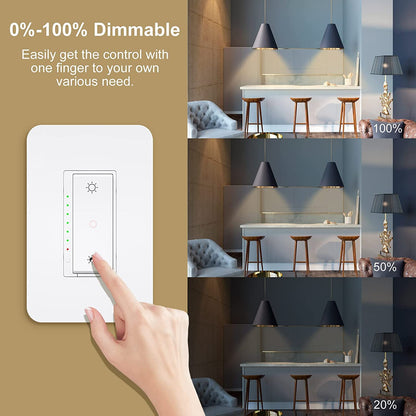 Nexete Smart Wi-Fi Double Light Switch, 2 in1 Single Pole Switch Compatible with Alexa Google Assistant & IFTTT,Remote Control, Timing Function No Hub Required (1-Pack Double)