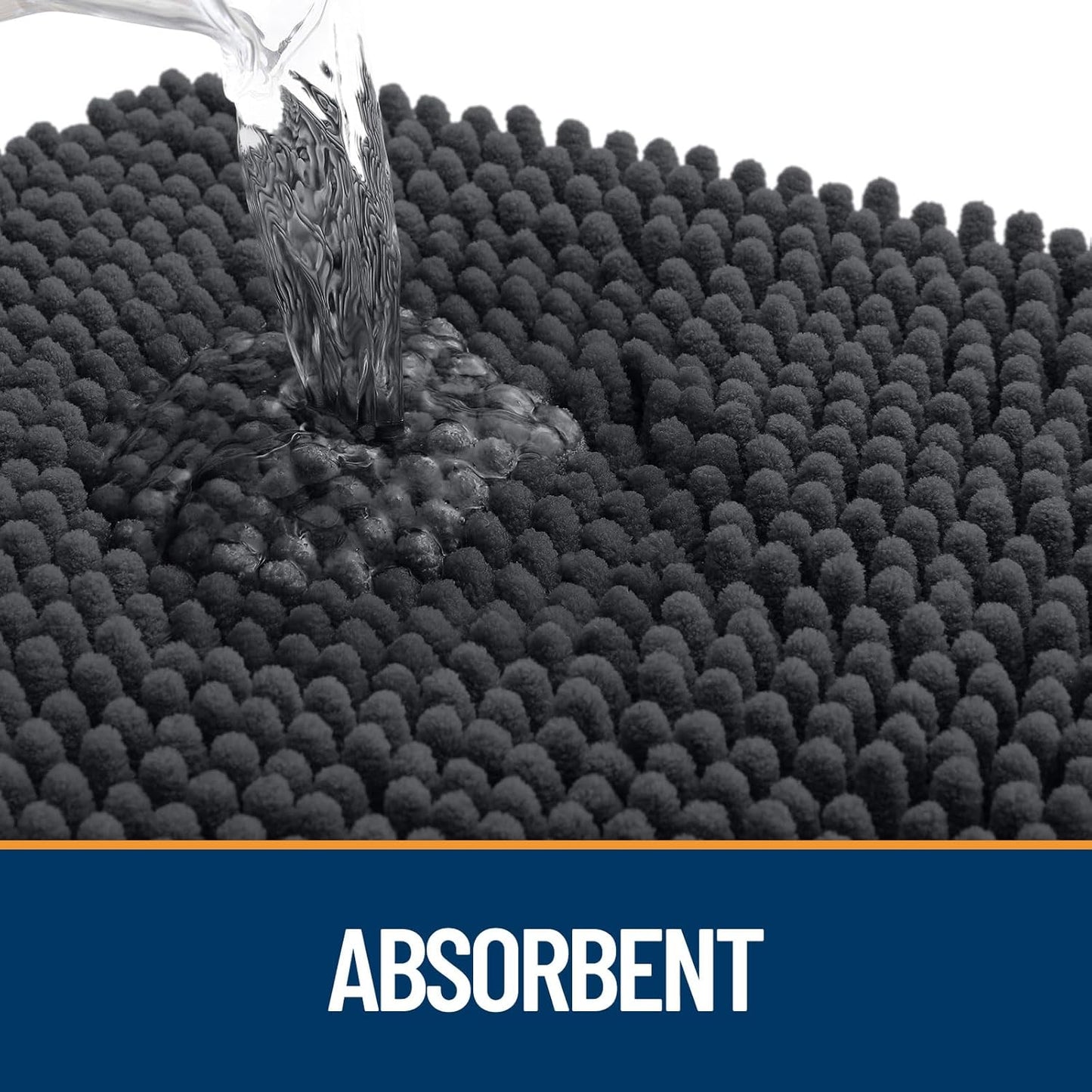 OLANLY Dog Door Mat - Absorbent Non-Slip Chenille Doormat for Muddy Paws | 30x17 Dark Grey