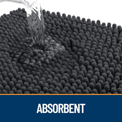OLANLY Dog Door Mat - Absorbent Non-Slip Chenille Doormat for Muddy Paws | 30x17 Dark Grey