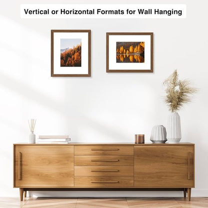 Brown 8x10 Picture Frame by [Brand Name] - Versatile Wall Hanging or Tabletop Display with 5x7 Mat