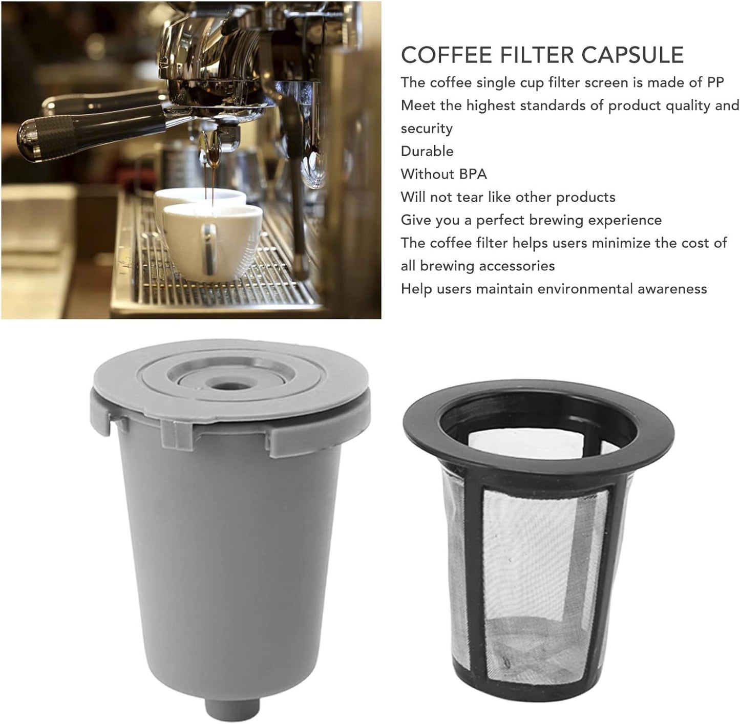 BPA Free Reusable Coffee Pod, Single Cup Filtered Coffee Capsule for Cuisinart Coffee Machine