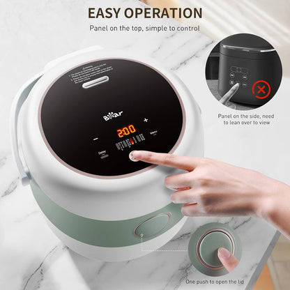 Bear Rice Cooker 3 Cups (Uncooked), 3D Heating & Fuzzy Logic, Healthy Nonstick Small Rice Cooker, White