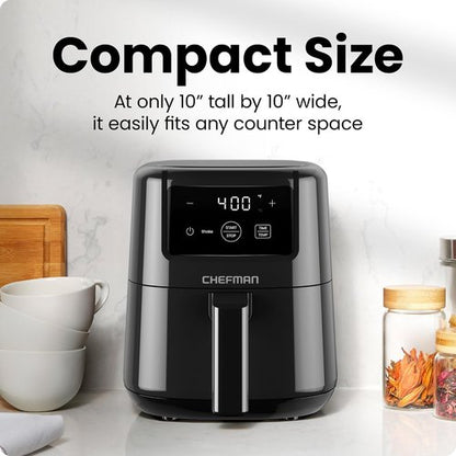 CHEFMAN 2 Qt Mini Air Fryer - Compact Digital Air Fryer with Nonstick Basket & Timer - Black