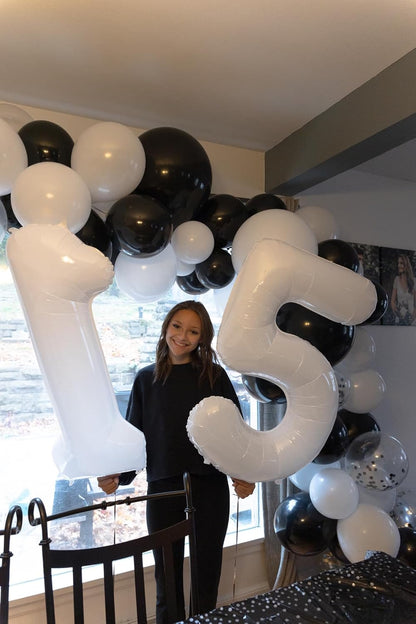 Number 13 Balloon by [Brand Name] - 40-Inch White Birthday Decoration for 13th Party Supplies