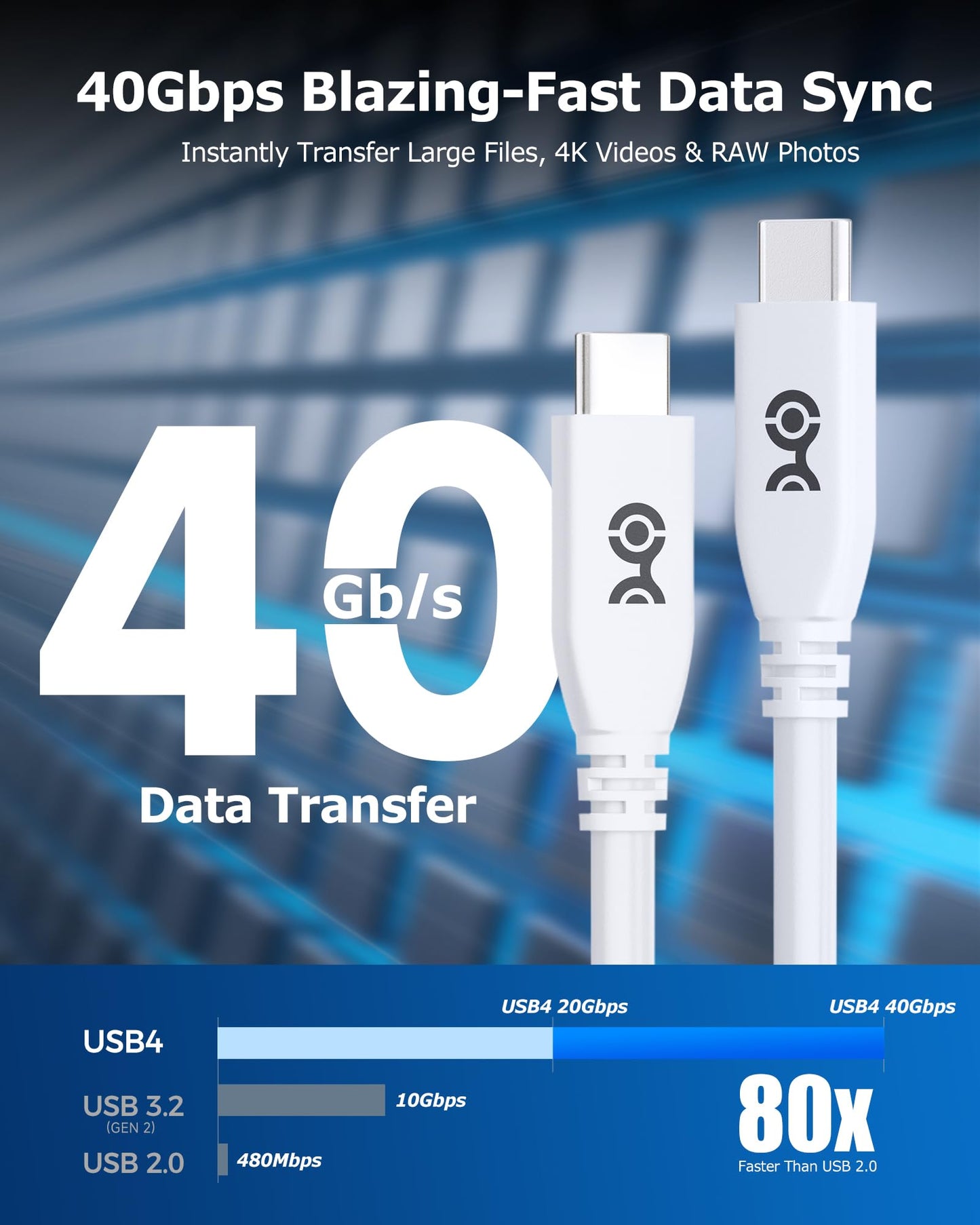 Cable Matters 40Gbps USB 4 Cable - 6.6ft, Supports Up to [8K@60Hz / 4K@240Hz Video, 240W Charging, 40Gbps Data Transfer] USB4 Cable, Black, Compatible with Thunderbolt 4, MacBook, XPS, Surface Pro