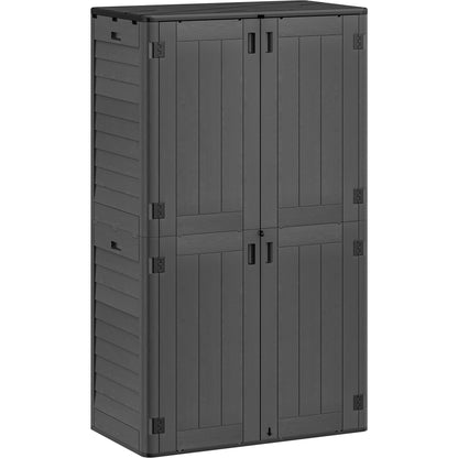 YITAHOME 60 cuft Vertical Outdoor Storage Shed w/o Shelf, Large Waterproof Storage Cabinet for Garden Shed, Tall Outdoor Storage Shed for Garage, Pool Storage, Resin, Lockable, Dark Gray