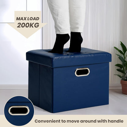 17x13x13in COSYLAND Storage Ottoman Leather Ottoman Rectangle Footrest Footstool Folding Ottoman for Room Dorm Small