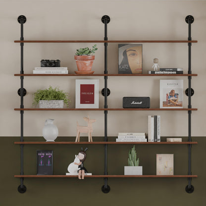HDDFER Industrial Pipe Shelf Shelving Bookcase, Wall Mounted Rustic Bookshelf 60 Inch, Floating Bookshelves for Wall,Retro Wood Metal Pipe Industrial Shelves for Living Room
