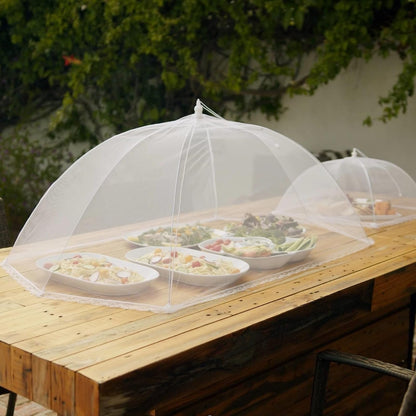 Simply Genius Pop-Up Mesh Food Covers - 17 x 17 in, White, 6 Pack, Large & Tall - Reusable & Collapsible Food Tents for Outdoor Serving