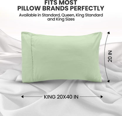 Utopia Bedding King Pillow Cases - Soft Brushed Microfiber - 2 Pack, 20 X 40 Inches, Sage Color