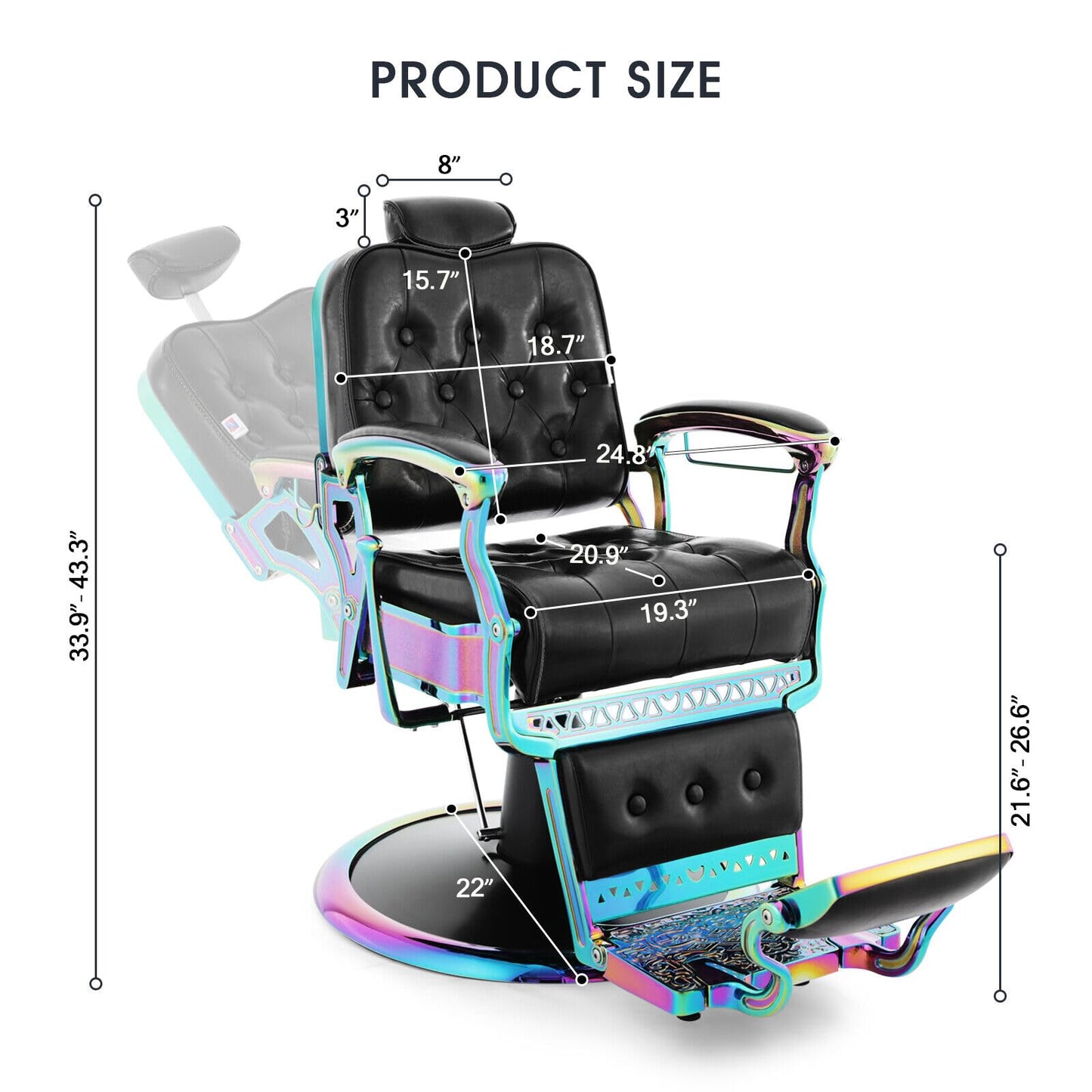 Artist hand Barber Chair All Purpose Hydraulic Recline Salon Chair Beauty Spa Vintage Barber Chair Heavy Duty Chair (Laser Frame)