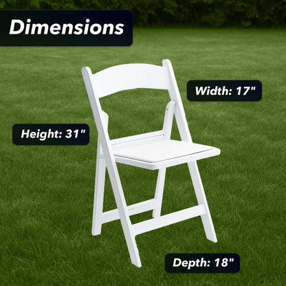 SunSierra 8 Pack, White Resin Folding Chairs with Vinyl Seat, Commercial-Grade Event Seating for Weddings, Parties, Picnics, Indoor/Outdoor Use - Durable & Foldable Design