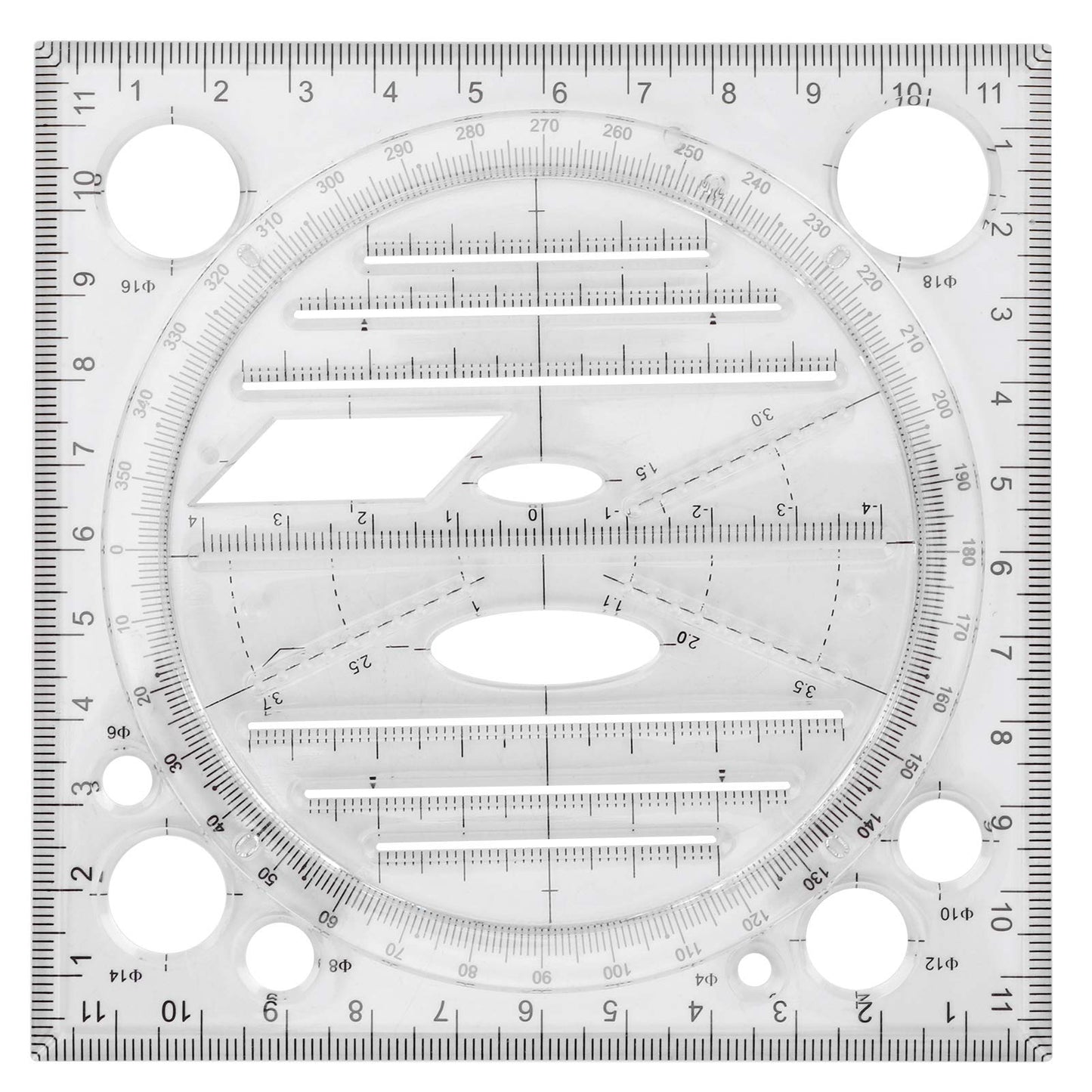 Multifunctional Drawing Ruler, Geometric Drawing Tool, Angle and Circle Maker for School, Office, and Artwork