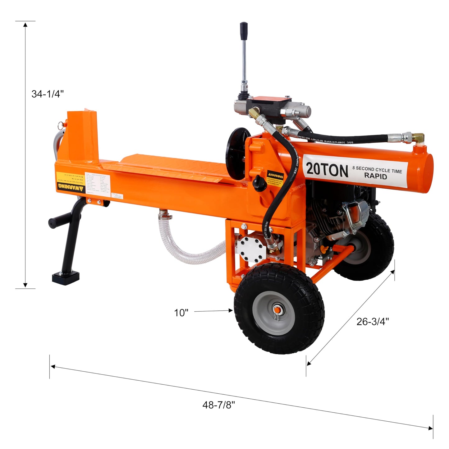 LANTRO JS 7HP Engine Log Splitter, 20 Ton Auto Return Ram System Portable Firewood Splitter, Horizontal Full Beam Steel Wedge Firewood Splitter Tool, Orange