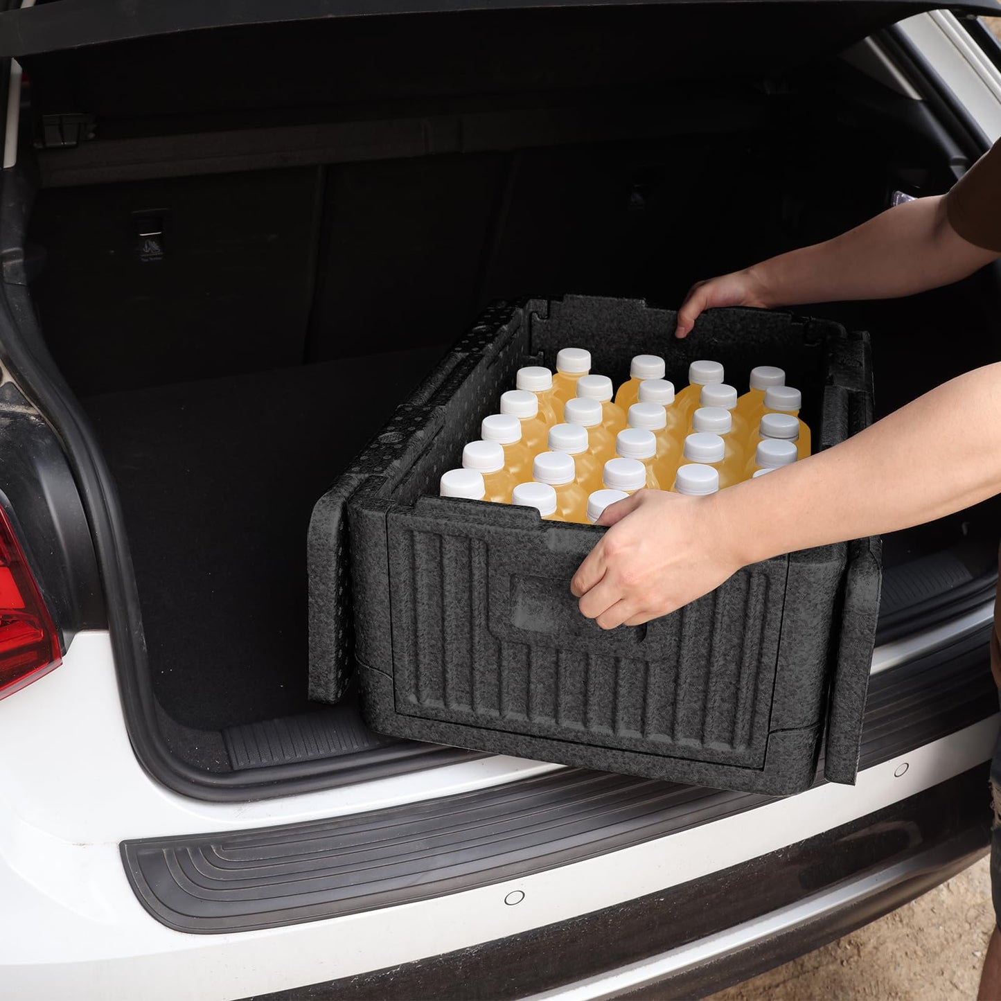 YUANHAO Collapsible Insulated Food Pan Carrier – Top-Loading EPP Catering Hot Box for 8" Full-Size Pans – Thermal Food Transport Warmer for Delivery, BBQ & Events – Keeps Hot/Cold 4+ Hours-Black