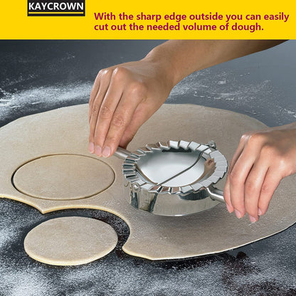 KAYCROWN 4.75 Inch Empanada Press, Stainless Steel Dumpling Maker Dough Cutter Dumpling Mold for Empanada, Dumpling, Ravioli, Pierogi, Turnovers, Calzone (L: 4.75 inch)