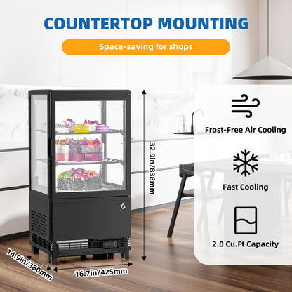 GAOMON 4CcZ18Oc0fFVxPrvQ5OJpgmbn 7GI5FSAXVY3 Countertop Refrigerator Cu.Ft. Bakery Display Case, 2.1 Cubic Feet, Black