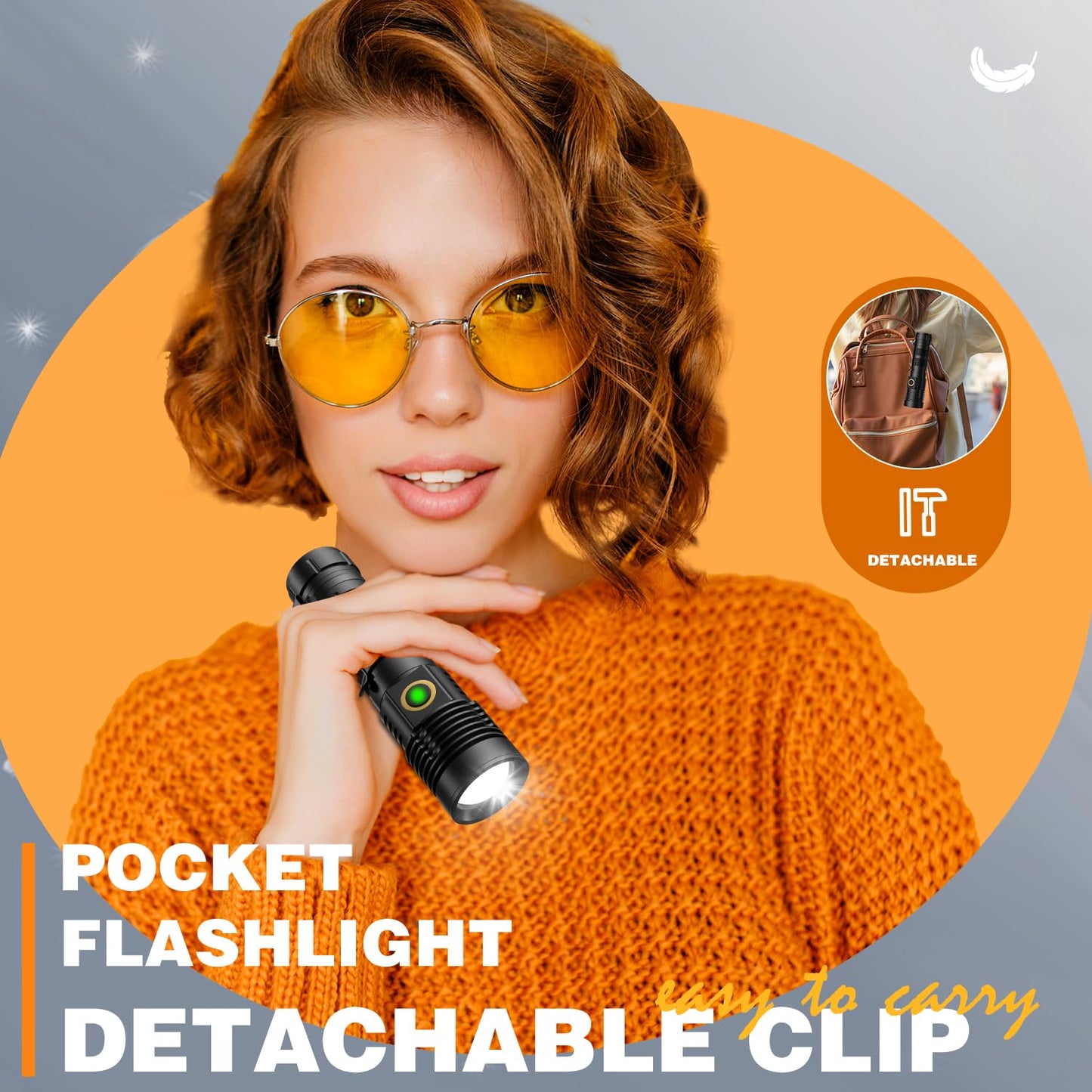 Rechargeable Tactical Flashlights High Lumens - 1500 Meters Long Beam Super Bright LED Magnetic Flashlight USB Zoomable 5Modes Small Long Beam Spotlight Flashlight for Hiking, Camping