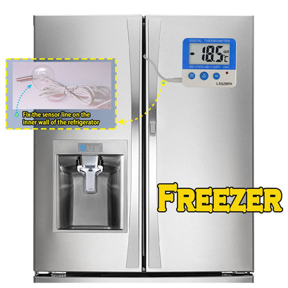 Fridge Freezer Thermometer with Max/Min Memory, LXSZRPH High & Low Temperature Alarms, Digital with Magnetic Stand, 2