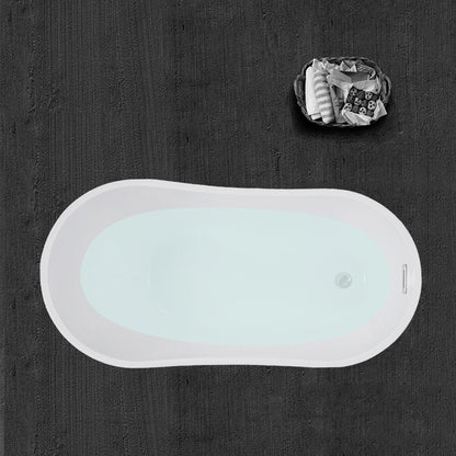 WOODBRIDGE B-0006 54" Modern Acrylic Freestanding Bathtub, with Brushed Nickel Drain and Overflow, B0006/Bat-1507, 54" Bathtub I