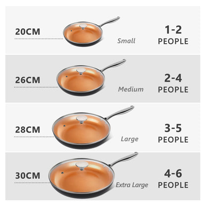 MICHELANGELO 12 Inch Frying Pan with Lid, Nonstick Copper Frying Pan, Non Stick Ceramic Skillet with Lid, Large Copper Pan Non-Stick, Induction Compatible