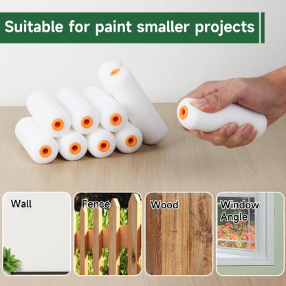 VOOMEY High Density Foam Paint Roller,Paint Roller Covers 6 inch,Small Paint Roller, Sponge Rollers for Painting House,Walls,Ceilings, Doors,Furniture(10 pack)