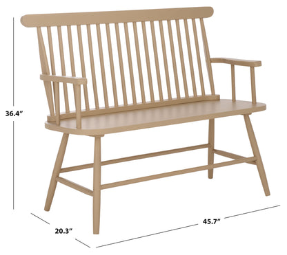 SAFAVIEH Home Collection - Eton Khaki Solid Wood Bench, Farmhouse Spindle Back Indoor Seating for Entryway or Dining (BCH3300C)