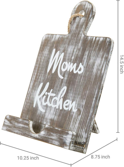 MyGift Gray Cookbook Stand: Mom's Kitchen Recipe Book Holder for Mother's Day, Birthday Present for Mom, Grandma