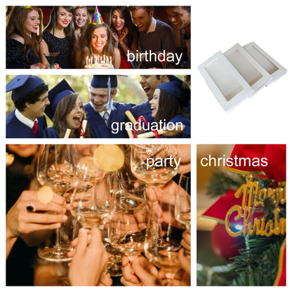 SULALIN 30 Pack Small White Boxes For Gifts With Clear Windows,7.8"x3.9"x0.7" Cajas De Regalo Kraft Pillow Gift Box For Greeting card, Graduation card,Party Goft Box For Proposal(white)