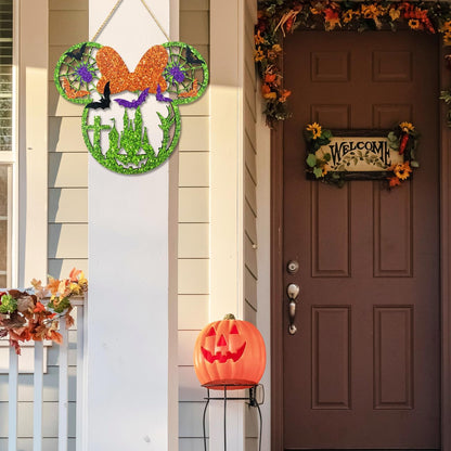 Halloween Door Decorations, Wooden Sign for Front Door, Halloween Welcome Sign for Halloween Party Supplies