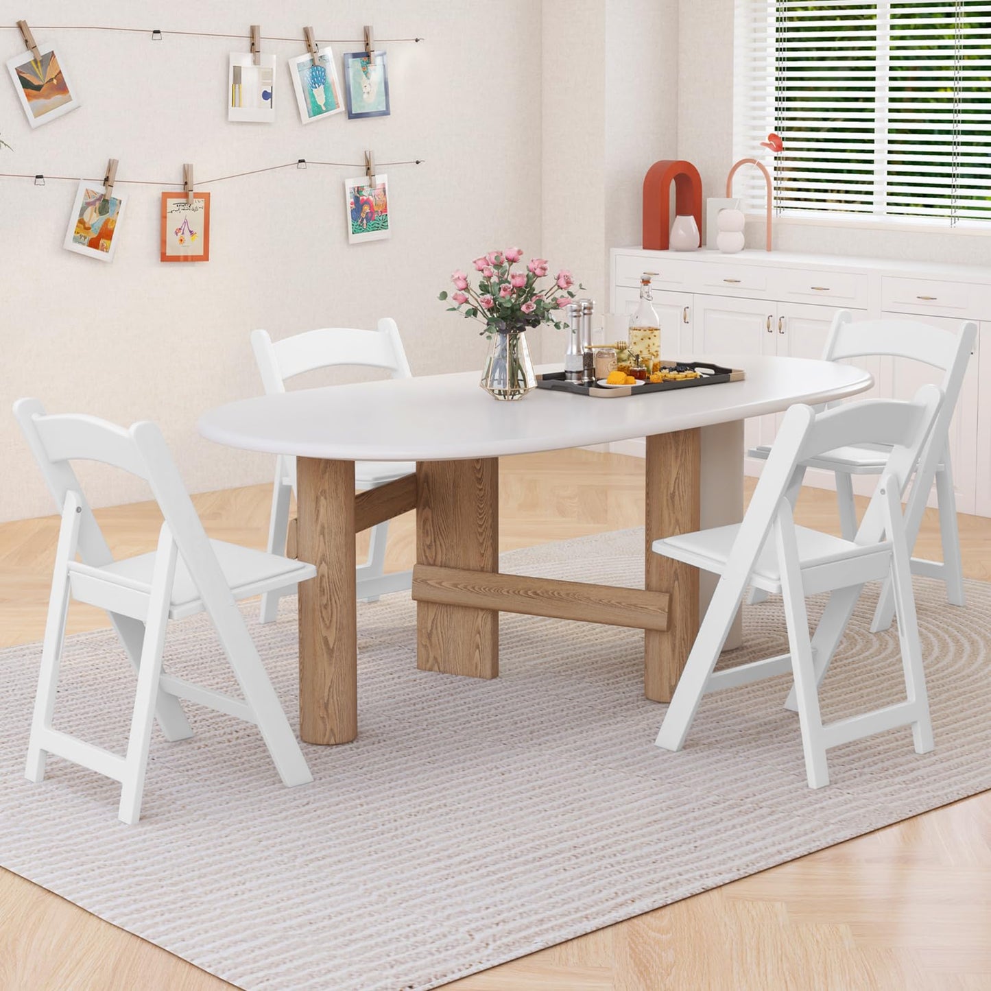 GOFLAME 20 Pack Folding Chairs, Foldable Dining Chair Set with Padded Seat, All-Weather Resin Frame, Indoor Outdoor Portable Commercial Seat for Home, Party, Wedding, 1100 Lbs Load Capacity, White