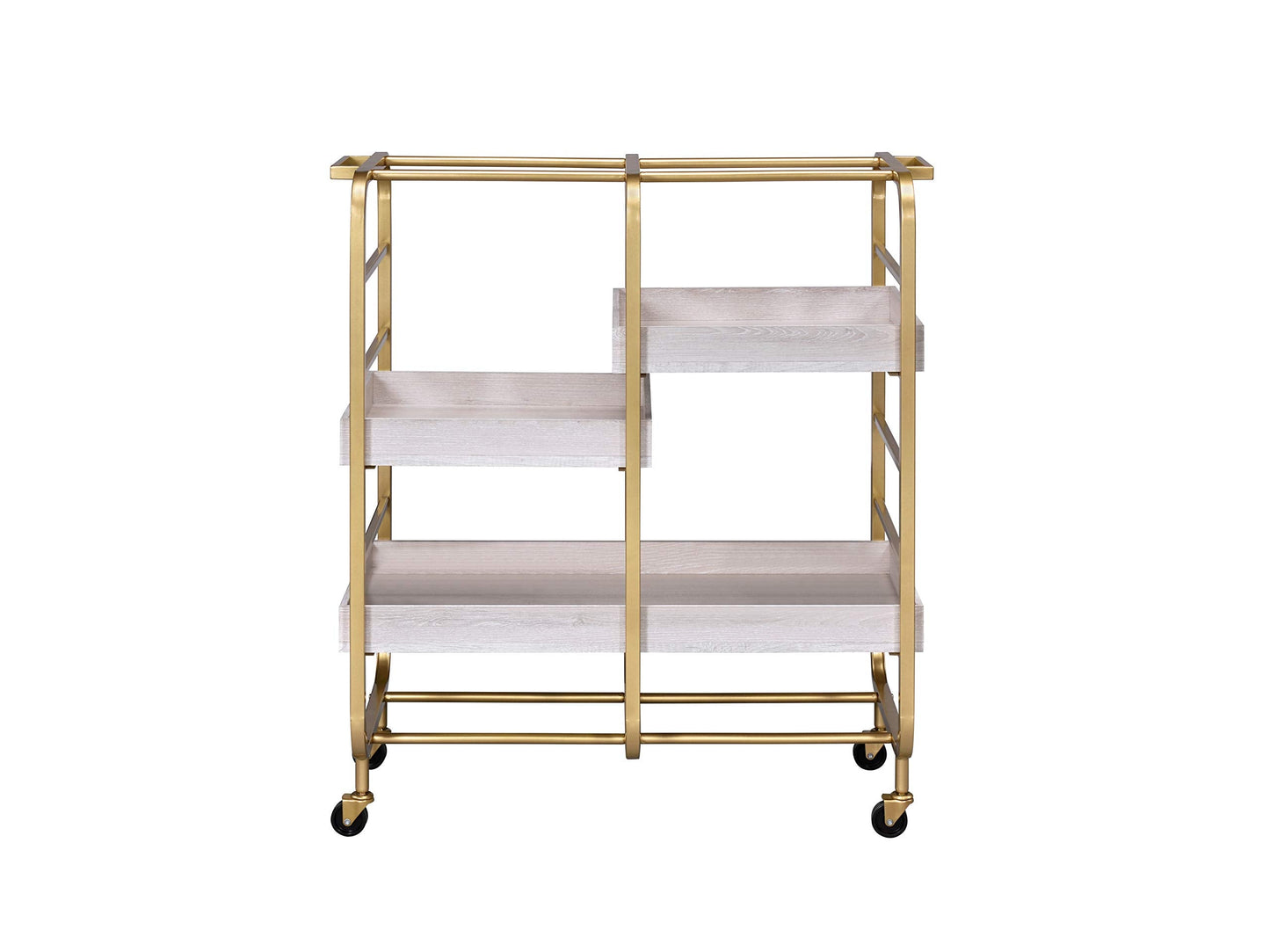 Gold & White Washed Finish Serving Cart