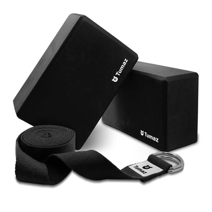 Tumaz Non-Slip Yoga Blocks 2-Pack - High Density/Lightweight EVA Foam & Natural Cork for Stability, Premium Set with E-Book Included