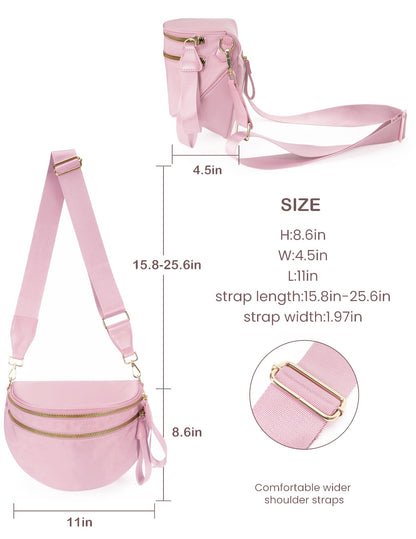 Spacious Nylon Crossbody Bag Bum Bag Handbags Wallets Purses Trendy Shoulder Bag for Women