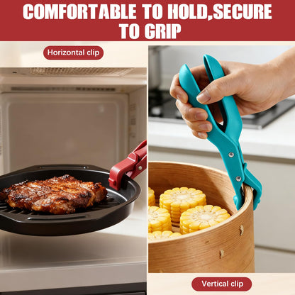 4PCS Hot Plate Gripper Tongs,Multi-Function Anti-Scald Bowl Clip,Silicone Non-Slip Hot Dish Plate Holder Tongs,Kitchen Silicone Anti Slip Clip,Kitchen Utensil for Bowls,Pans,Dishes-Microwave&Oven Safe