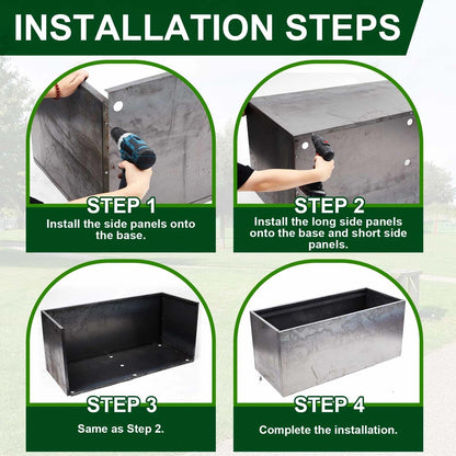RimCereal Extra Large Steel Trough Planter Box for Outdoor 20" x 46" x 20" Heavy-Duty Raised Garden Bed for Tall Plants Privacy Screening & Modern Landscape Design Commercial