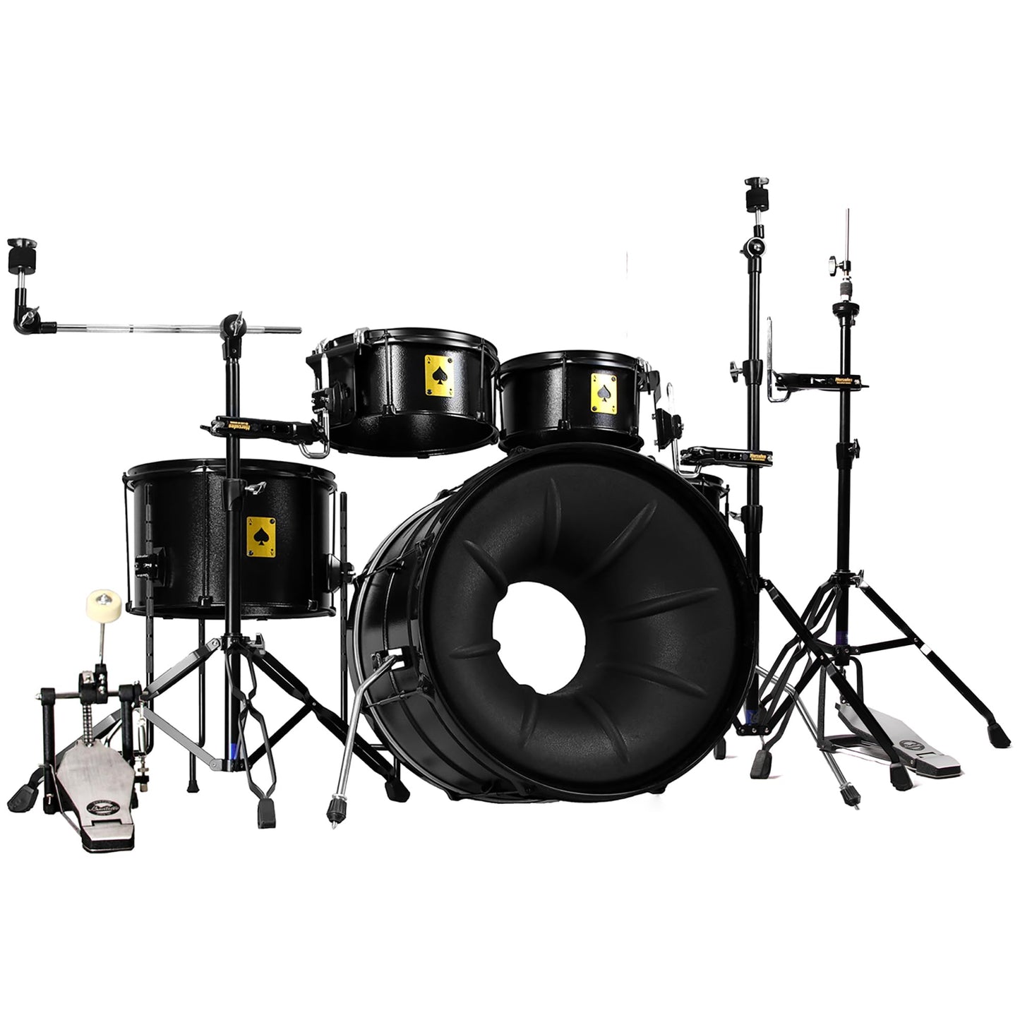 Beatello Metal Drum Set for Adults, 5-Piece Complete Acoustic Drum Kit with Independent Tom-Tom, Professional Resonant Metal Shells & Heavy Duty Stands for Beginners & Studio, Sleek Black