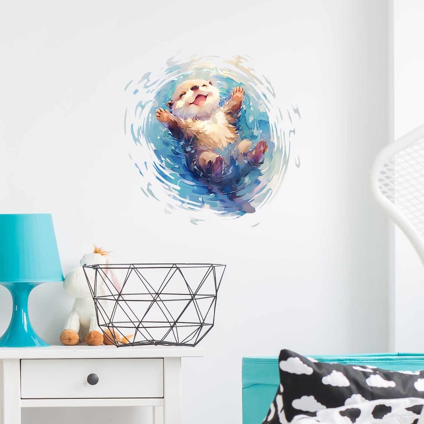 RoyoLam Cartoon Otter Floating On the Water Wall Decal Animal Wall Sticker
